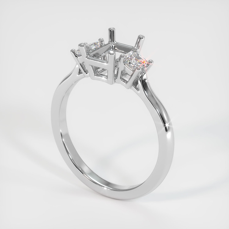 18K White Gold Three Stone Ring Setting