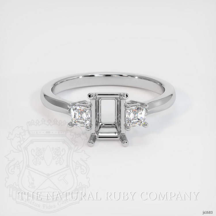 18K White Gold Three Stone Ring Setting