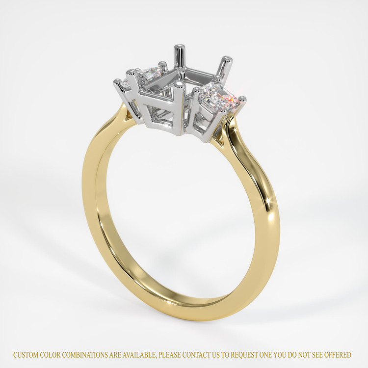 14K White & Yellow Three Stone Ring Setting