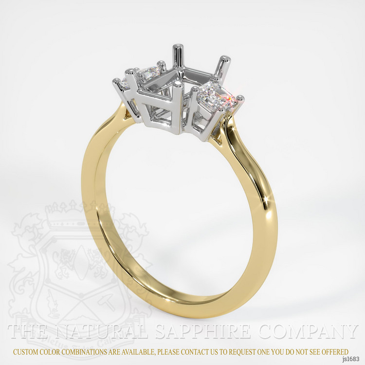 14K White & Yellow Three Stone Ring Setting