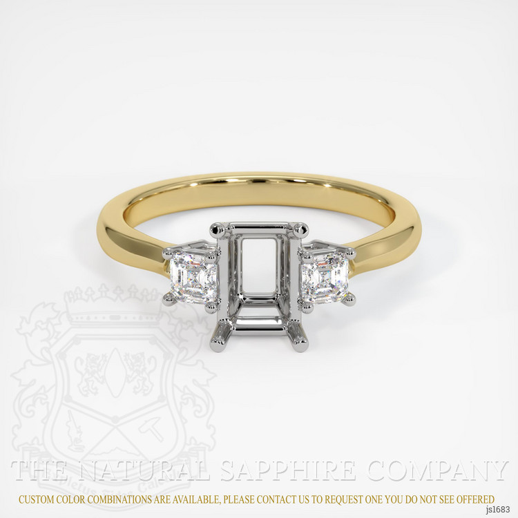 14K White & Yellow Three Stone Ring Setting