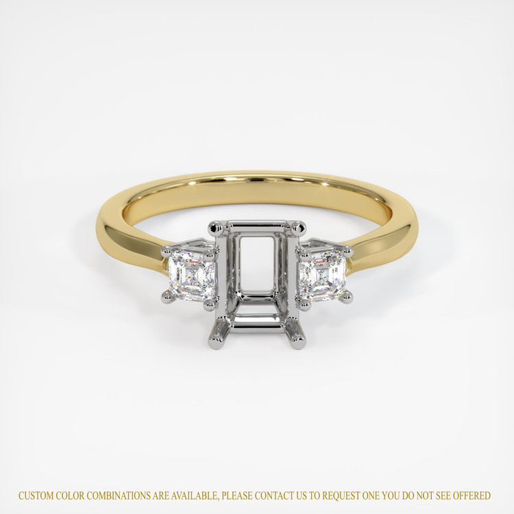 14K White & Yellow Three Stone Ring Setting