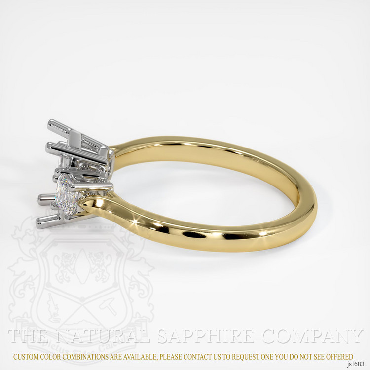 14K White & Yellow Three Stone Ring Setting