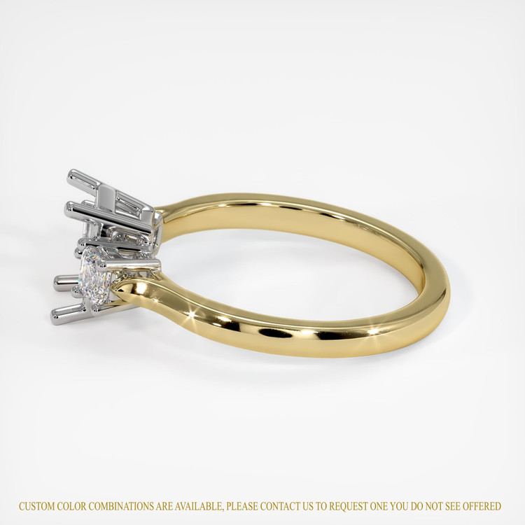 14K White & Yellow Three Stone Ring Setting