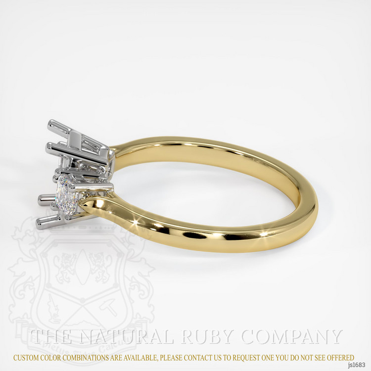 14K White & Yellow Three Stone Ring Setting