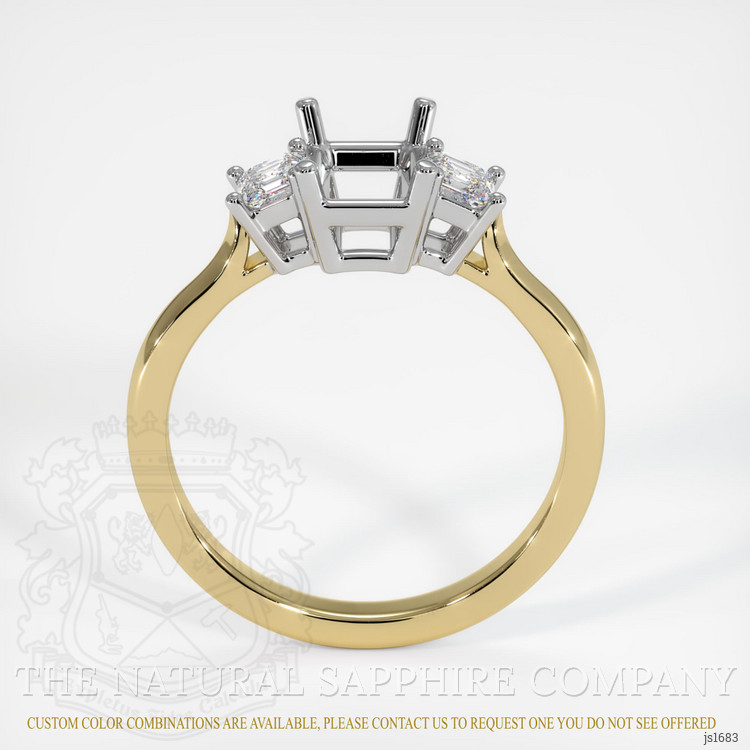 14K White & Yellow Three Stone Ring Setting