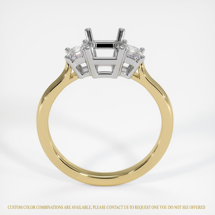 14K White & Yellow Three Stone Ring Setting