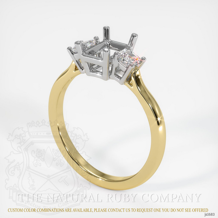 18K White & Yellow Three Stone Ring Setting