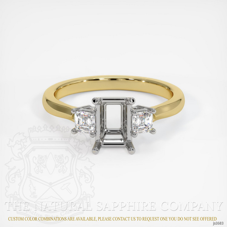 18K White & Yellow Three Stone Ring Setting