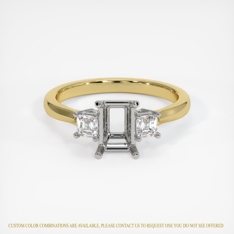 18K White & Yellow Three Stone Ring Setting