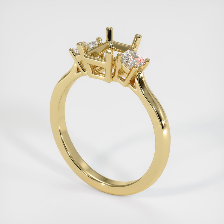 10K Yellow Gold Three Stone Ring Setting