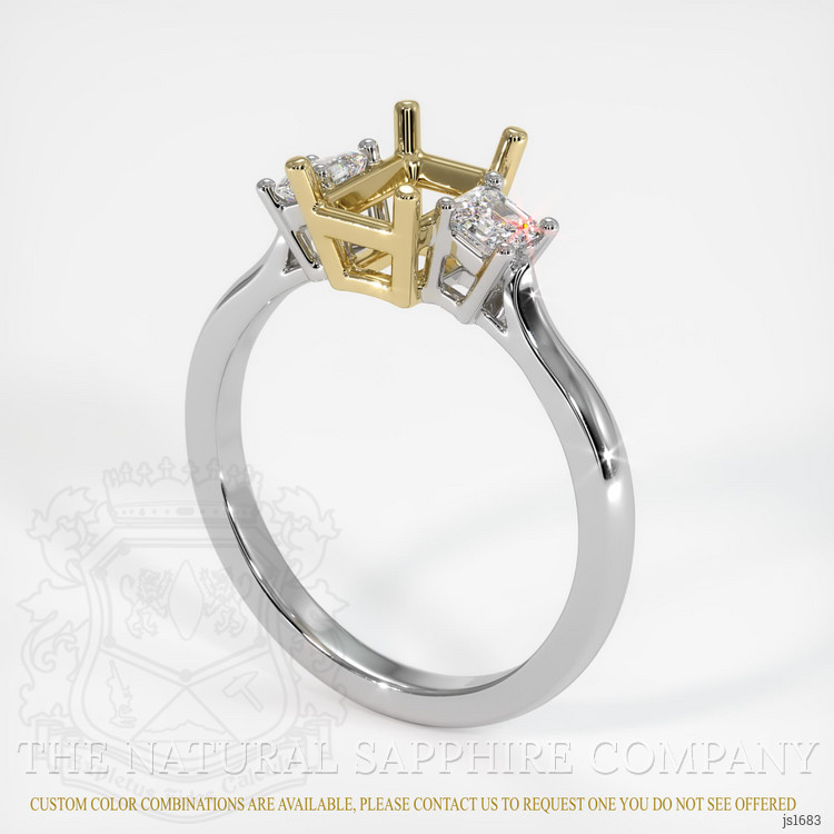 14K Yellow & White Three Stone Ring Setting