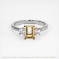 14K Yellow & White Three Stone Ring Setting Image