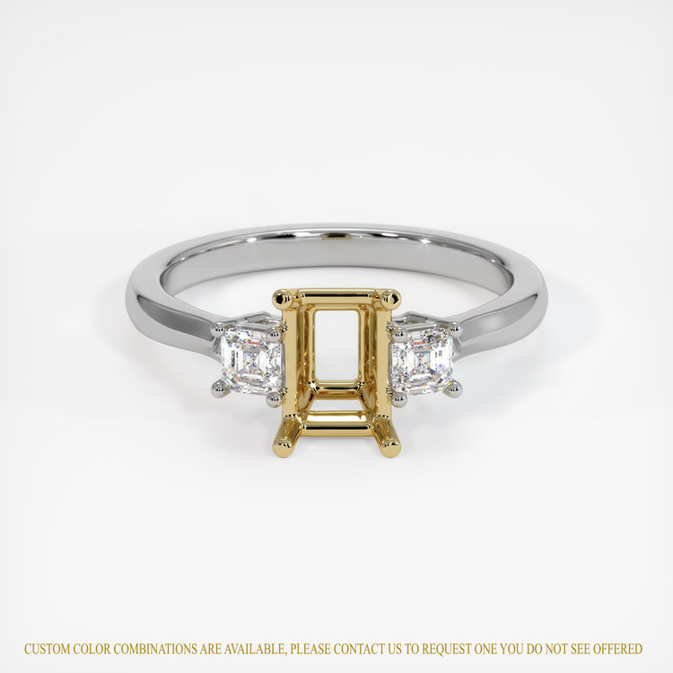 14K Yellow & White Three Stone Ring Setting