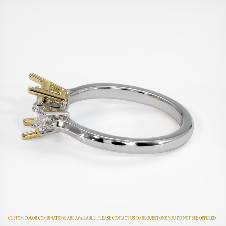 14K Yellow & White Three Stone Ring Setting