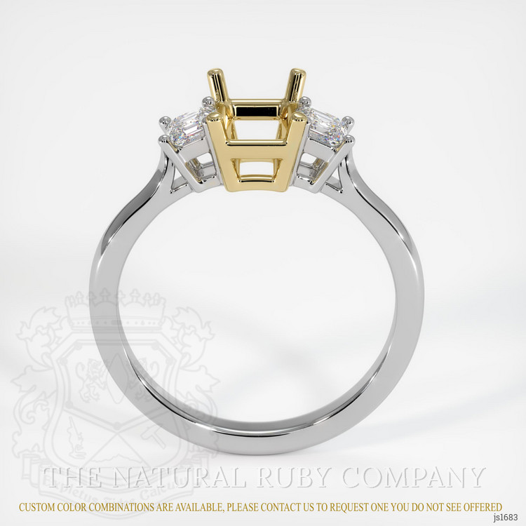 14K Yellow & White Three Stone Ring Setting