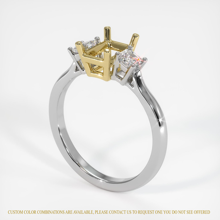 18K Yellow & White Three Stone Ring Setting