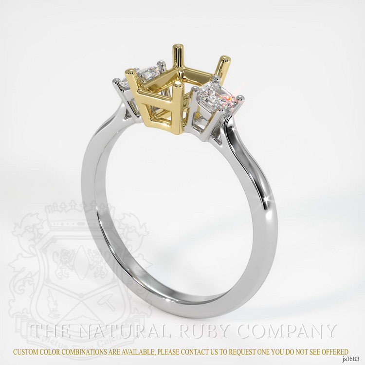 18K Yellow & White Three Stone Ring Setting