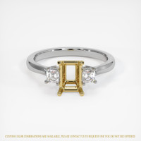 18K Yellow & White Three Stone Ring Setting Image