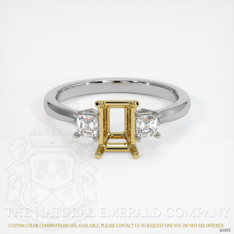 18K Yellow & White Three Stone Ring Setting