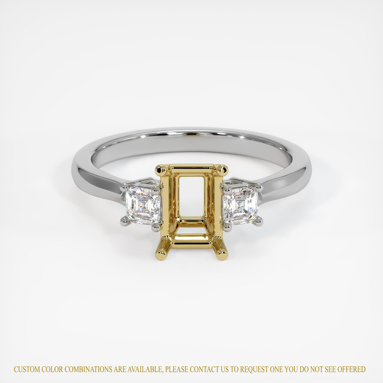 18K Yellow & White Three Stone Ring Setting