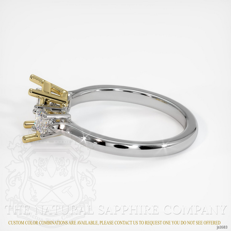 18K Yellow & White Three Stone Ring Setting