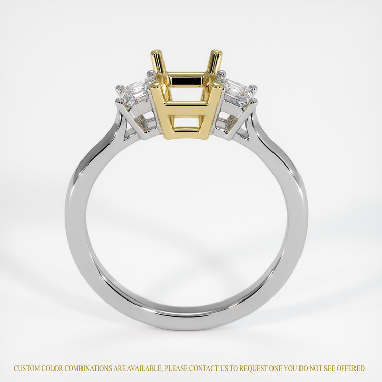 18K Yellow & White Three Stone Ring Setting