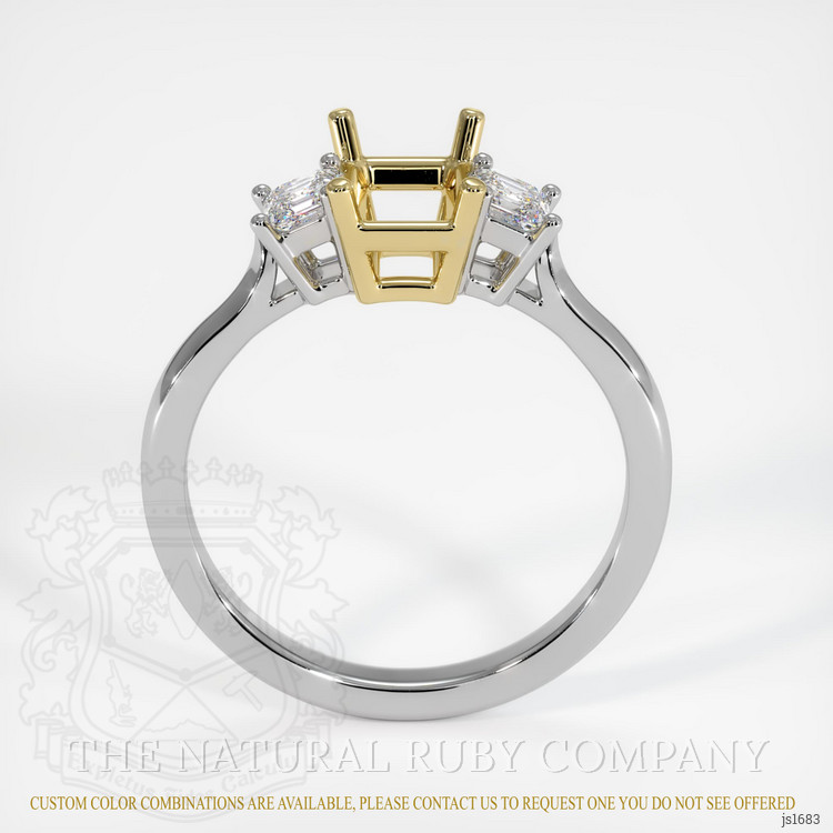 18K Yellow & White Three Stone Ring Setting