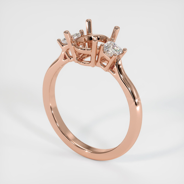 14K Rose Gold Three Stone Ring Setting