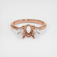 14K Rose Gold Three Stone Ring Setting Image