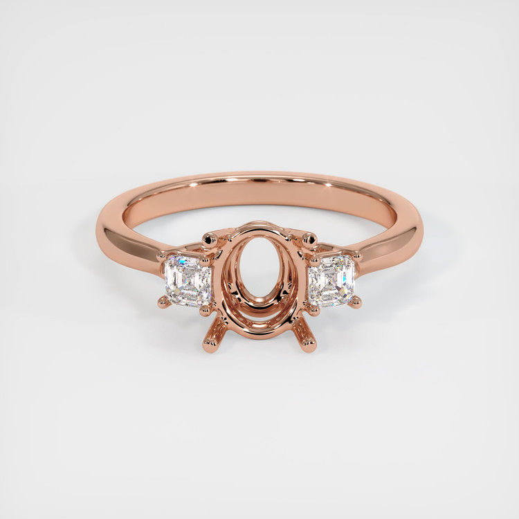 14K Rose Gold Three Stone Ring Setting
