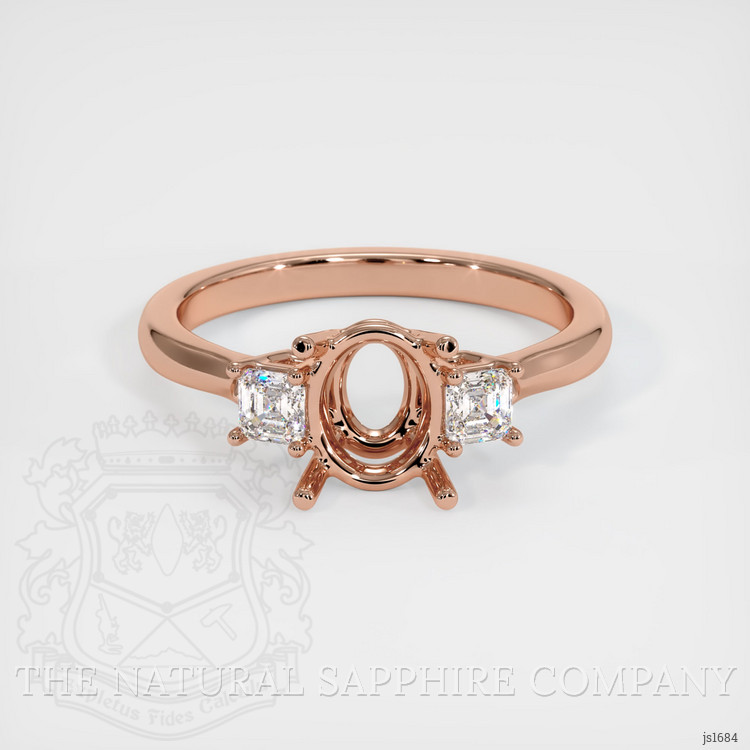 14K Rose Gold Three Stone Ring Setting