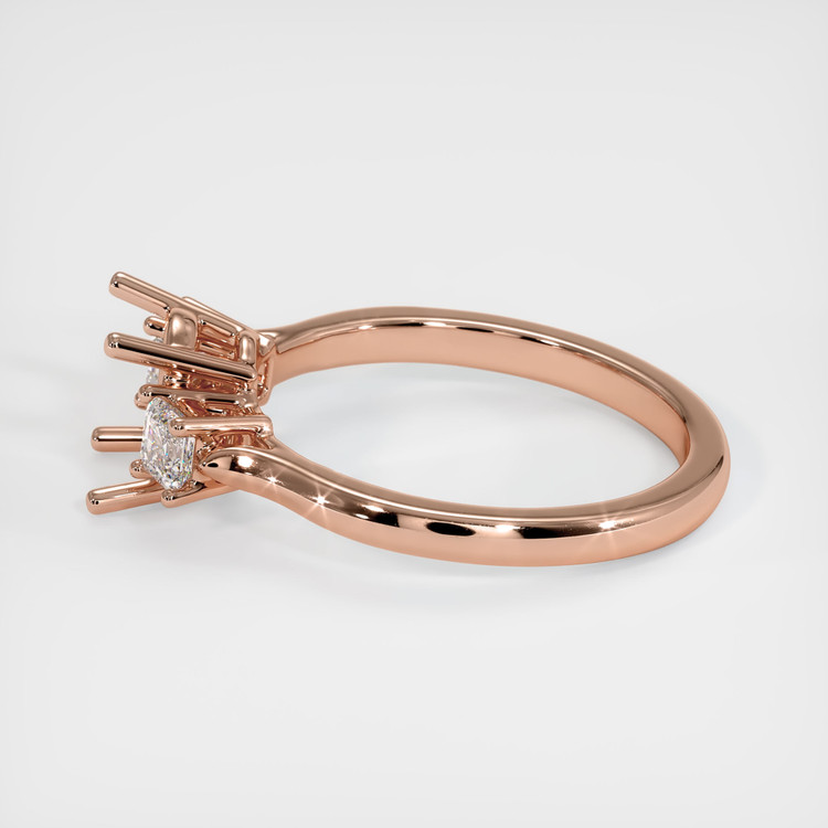 14K Rose Gold Three Stone Ring Setting