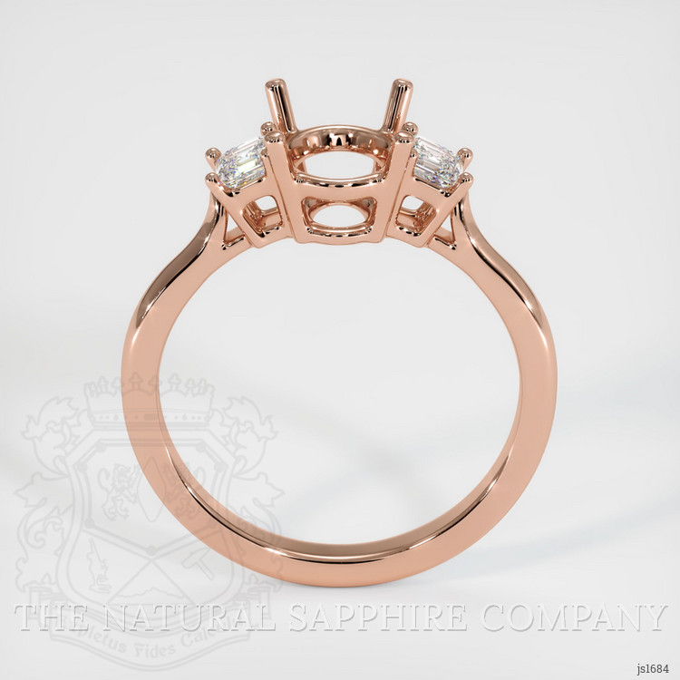 14K Rose Gold Three Stone Ring Setting