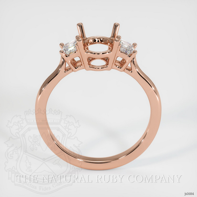 14K Rose Gold Three Stone Ring Setting