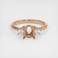 18K Rose Gold Three Stone Ring Setting Image