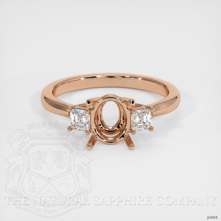 18K Rose Gold Three Stone Ring Setting