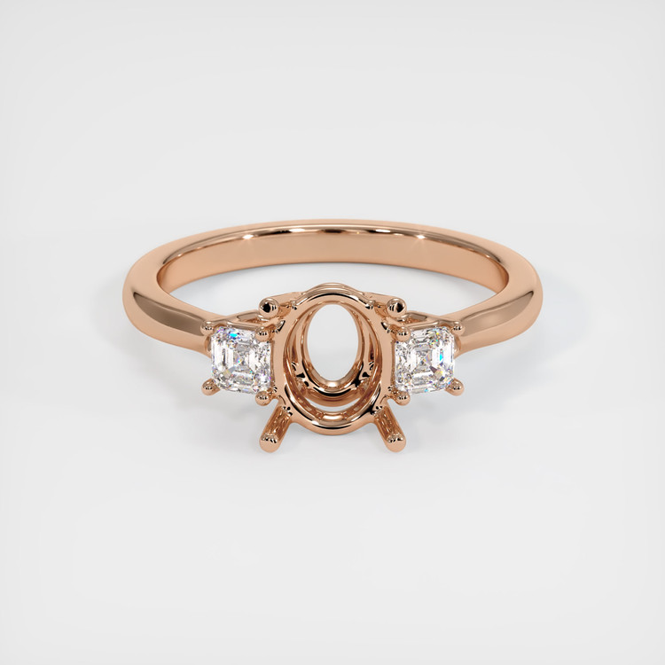 18K Rose Gold Three Stone Ring Setting