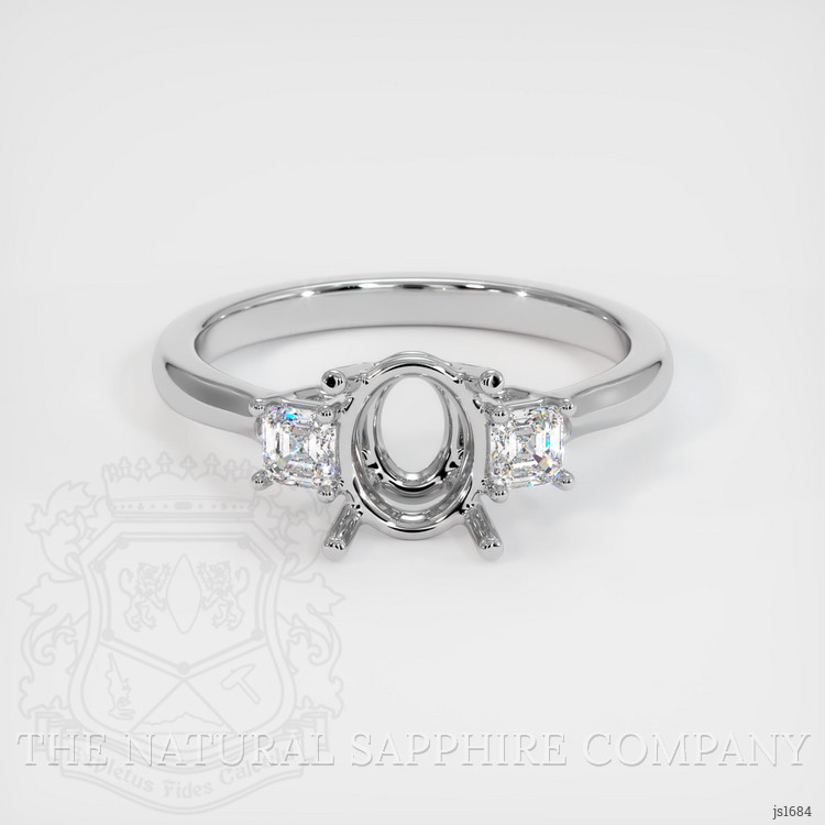 10K White Gold Three Stone Ring Setting
