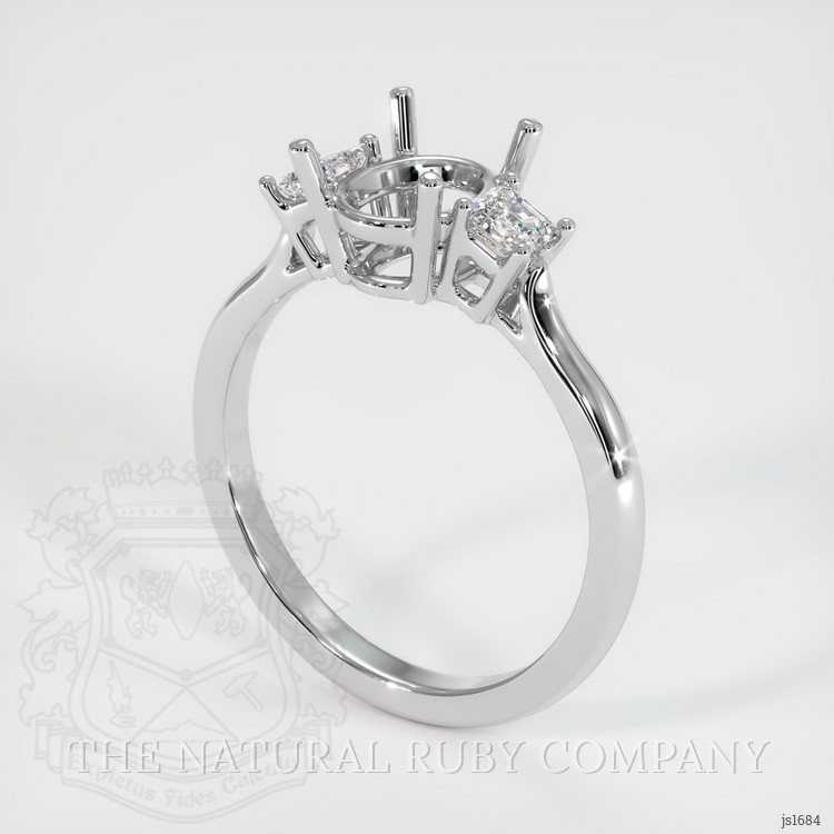 14K White Gold Three Stone Ring Setting