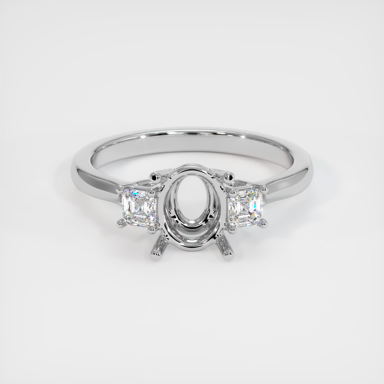 18K White Gold Three Stone Ring Setting