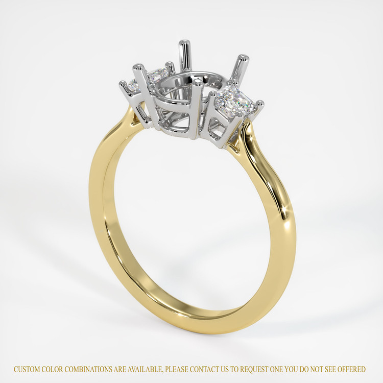 14K White & Yellow Three Stone Ring Setting
