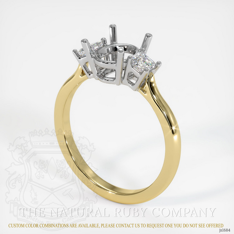 14K White & Yellow Three Stone Ring Setting