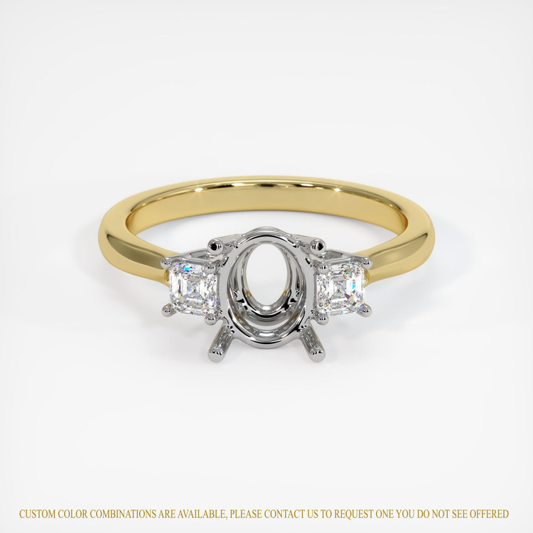 14K White & Yellow Three Stone Ring Setting