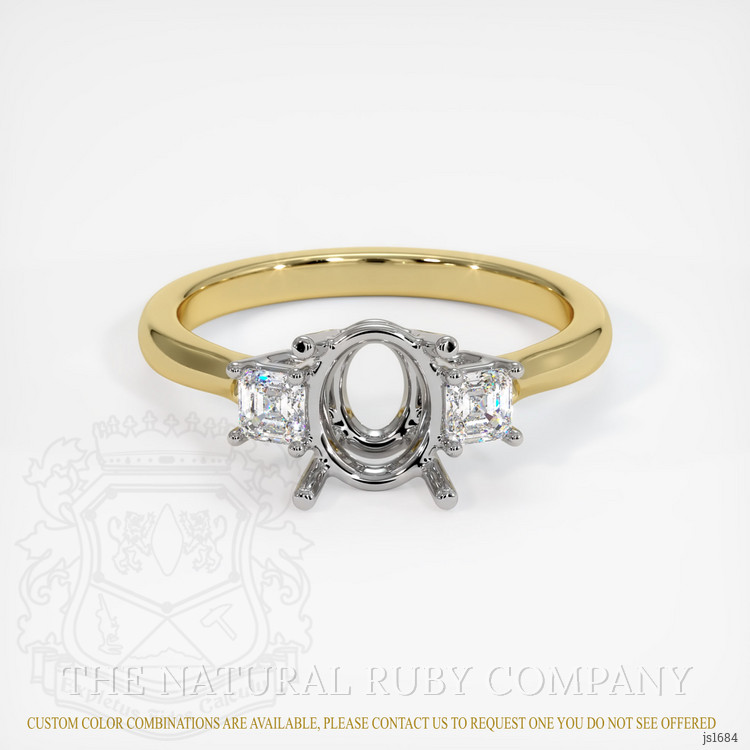 14K White & Yellow Three Stone Ring Setting