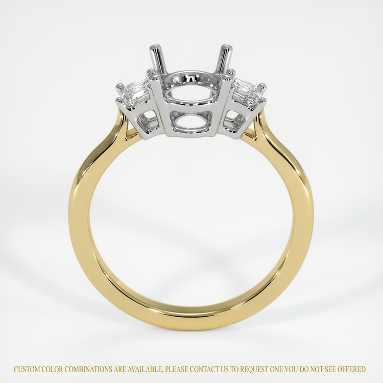 14K White & Yellow Three Stone Ring Setting