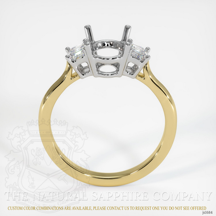 18K White & Yellow Three Stone Ring Setting