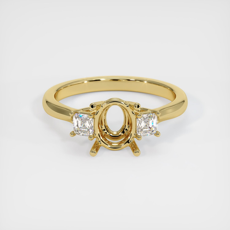 18K Yellow Gold Three Stone Ring Setting