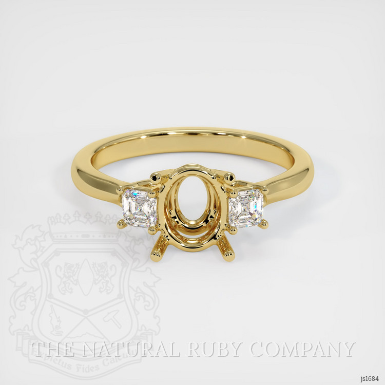 18K Yellow Gold Three Stone Ring Setting