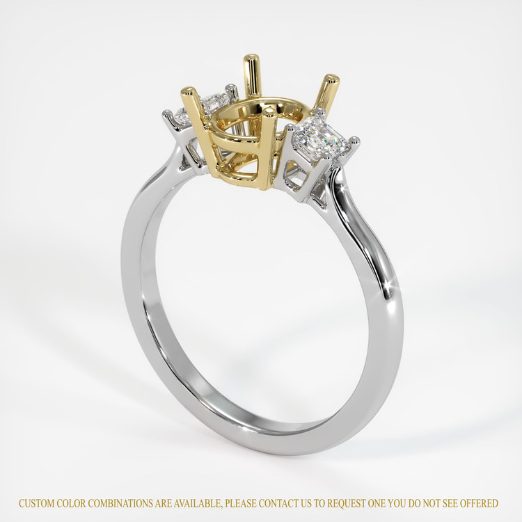 14K Yellow & White Three Stone Ring Setting